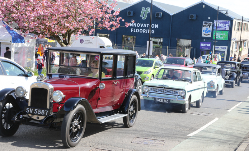 Vintage cars joined the convoy as part of Ballymoney Spring Fair, pictured here are some of the vintage cars and their drivers.