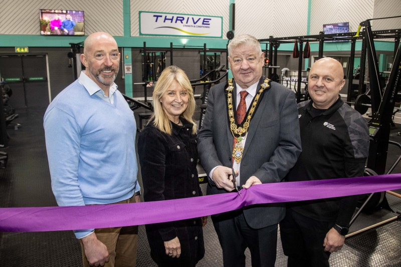 Pictured in the refurbished Strength and Conditioning Suite are Ricky Dennison, Leisure Operations Manager; Wendy McCullough, Head of Sport and Wellbeing; Mayor of Causeway Coast and Glens, Councillor Steven Callaghan; and John Peart, Roe Vally Leisure Centre Duty Officer.