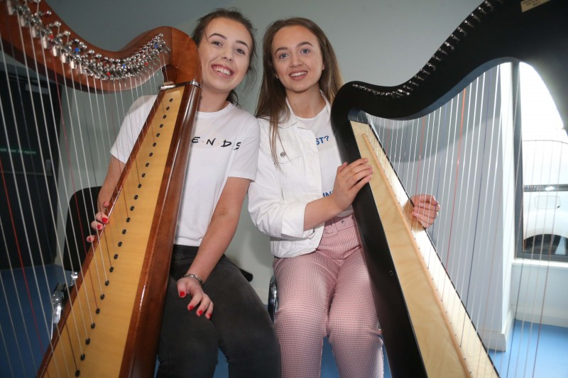 Dervla and Laura Bradley from the Hampsey Harp School in Garvagh pictured at the opening of Magilligan Community Centre
