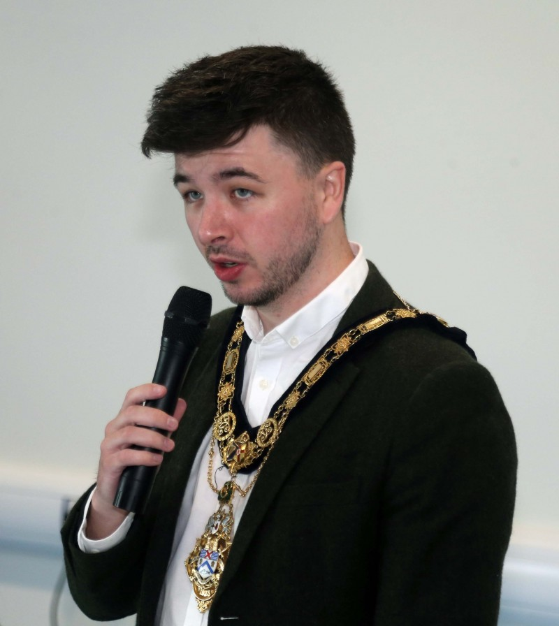 The Mayor of Causeway Coast and Glens Borough Council Councillor Sean Bateson pictured at the official opening of the new community centre in Magilligan.