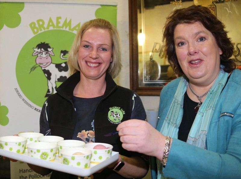Ruth Pollock from Braemar Farm Dairy Ice-Cream pictured with local food ambassador Paula McIntyre at the Meet The Maker event organised by Causeway Coast and Glens Borough Council's Tourism Team as part of Taste Causeway, a nine-day food celebration across the destination.